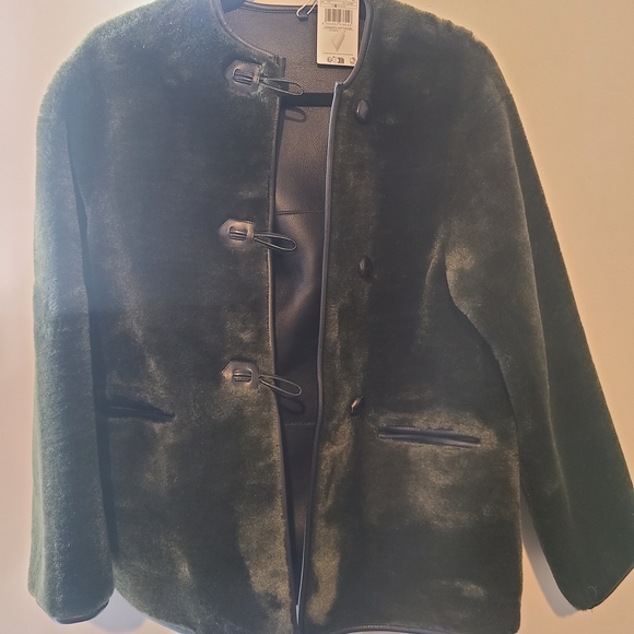 Mango Dark Green Teddy Jacket - Picture 2 of 3